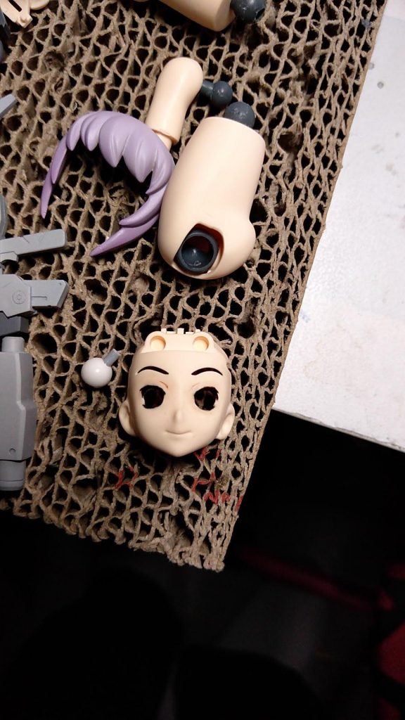 睫毛をペイントしたところ。遠目にはイイ感じw肌色は成型色を活かし、ウェザリングマスターでグラデを入れ、つや消しを吹いただけです。