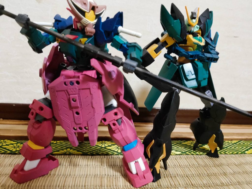 同時制作したこころちゃん専用ガンプラと東方心綺楼でのライバルコンビでツーショット!(こころちゃんは後々アップします)