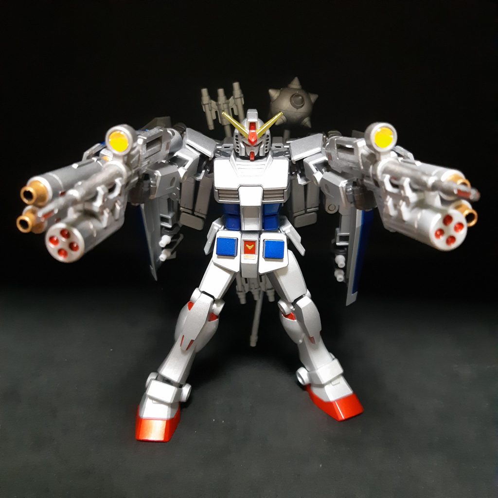 シルバーやメタリックブルーをエアーブラシで塗装した後、シタデルやアクリジョンで部分塗装しました。