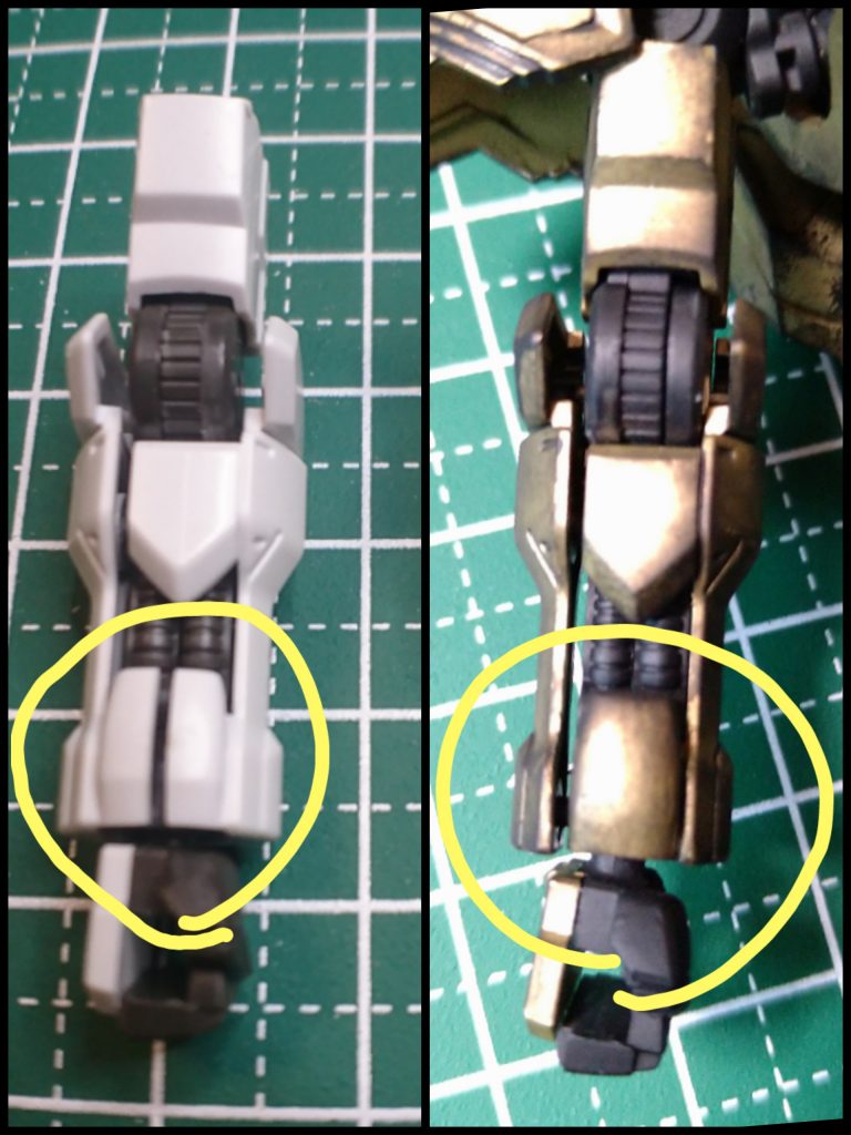 合わせ目が唯一出てしまう腕部の装甲は分割ラインを移動しました。 