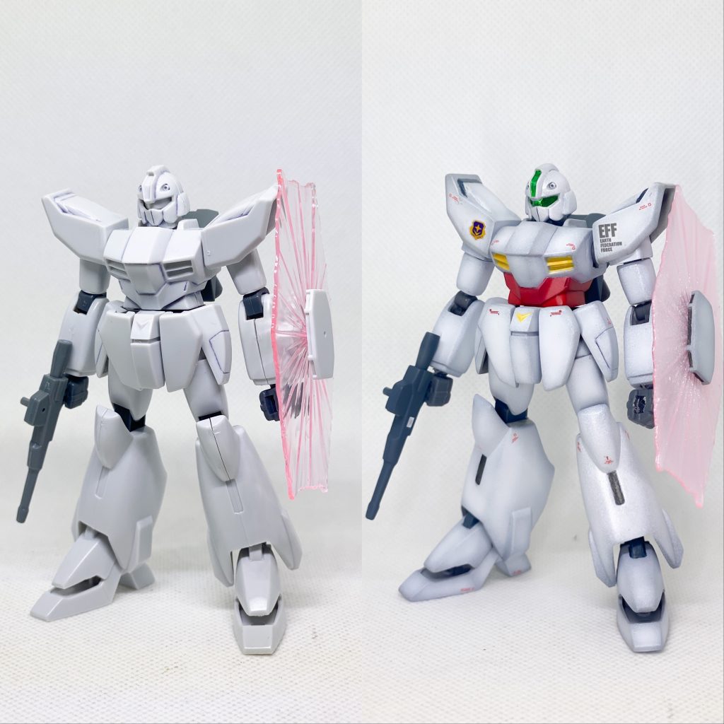 素組との比較。合わせ目消しや肉抜き穴を埋めただけなので、スタイル的にはキットの状態を維持してます。