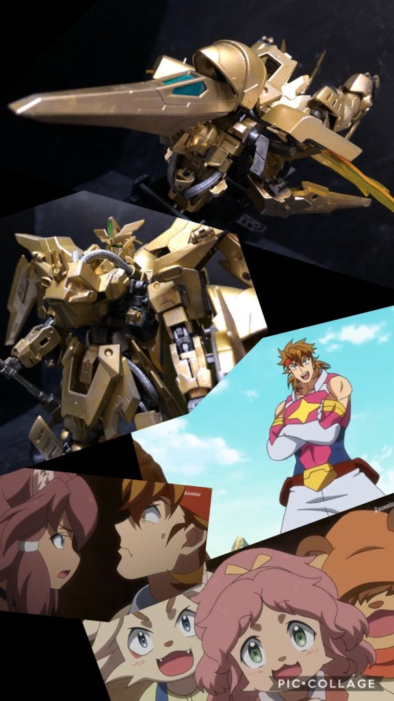 アシャ「あー！飛行機だ！！」トワナ「金ピカだー！」フルン「カッコイイ....！」マイヤ「ちょっとー！呼ぶんなら、街の外で呼びさないよー！」アシャ「あー！変形したー！！」トワナ「すご〜い！」フルン「カッコイイ....！」マイヤ「こんな街中で何やってんのよ！迷惑じゃないのよー！いい加減にしなさいよ！！」カザミ「細かい事言うなって！一気に行くぜー！！」アシャ・トワナ・フルン「がんばってねー！」マイヤ「コラー！ちょっと待ちなさいよー！」カザミ「おー怖え。ところでさあ。なあ室長よお、細かい事言うなって言ったけどよ、このイージスナイト、飛んで来た時と今って、可変した形、違くねえか...？」oyz「おお、さすがカザミさん！イイ所に気付きましたね〜！」カザミ「いや気付くだろうよ、さすがに...。つーかファイター形態になるって聞いてねえんだけどよお...。」oyz「そうでした！実はこのイージスナイト、状況に応じて様々なファイター形態に可変出来るのです！」カザミ「はあ？様々...？」oyz「まずはこちら！① 高速飛行形態！旋回能力は低いが長距離移動に適していて、一気に目的地に達する事が出来る！」カザミ「おっわ！いきなり変形すんなって！」oyz「そしてコレ！② 戦闘形態！翼がビーム翼から実翼になり、旋回能力に優れ混戦に強い！」カザミ「だから急に可変するなって！」