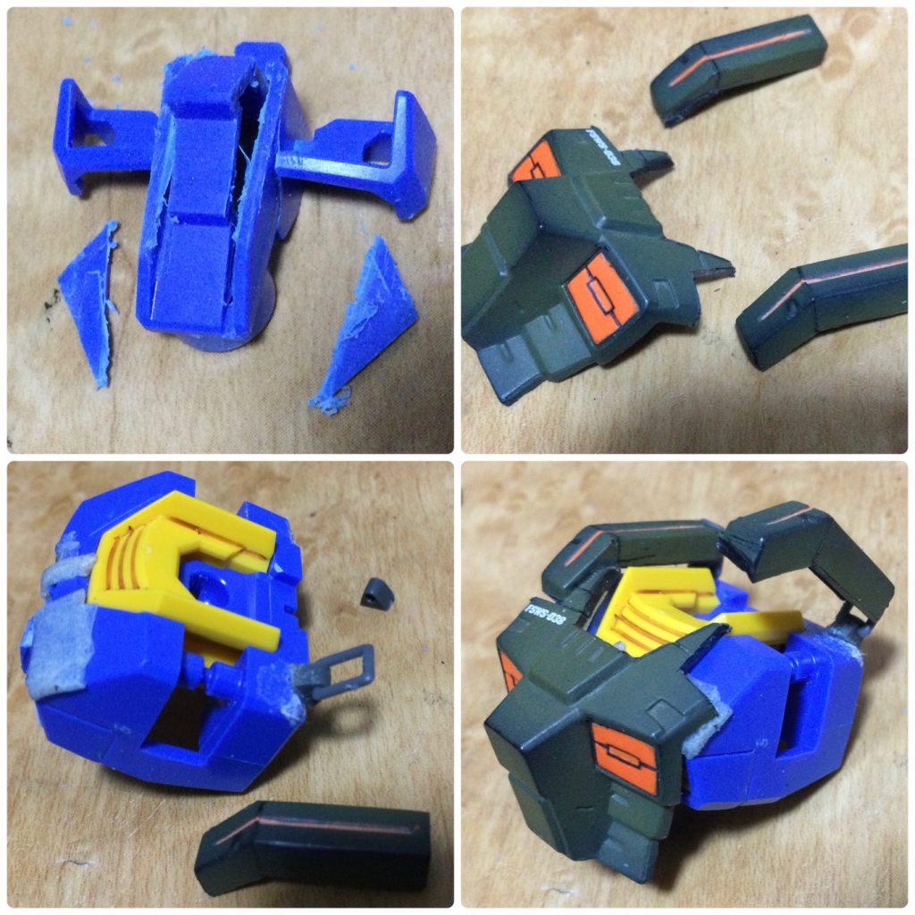 外装の着脱は考えずに干渉するパーツを切り刻んでくっ付ける作業。