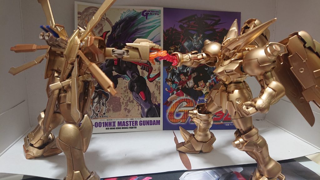 「だからお前はアホなのだァ!!」さらば師匠!マスターアジア、暁に死す45話のシーンを再現したポージングですこの時にドモンがマスターアジアの拳が泣いていると気づくシーンですね