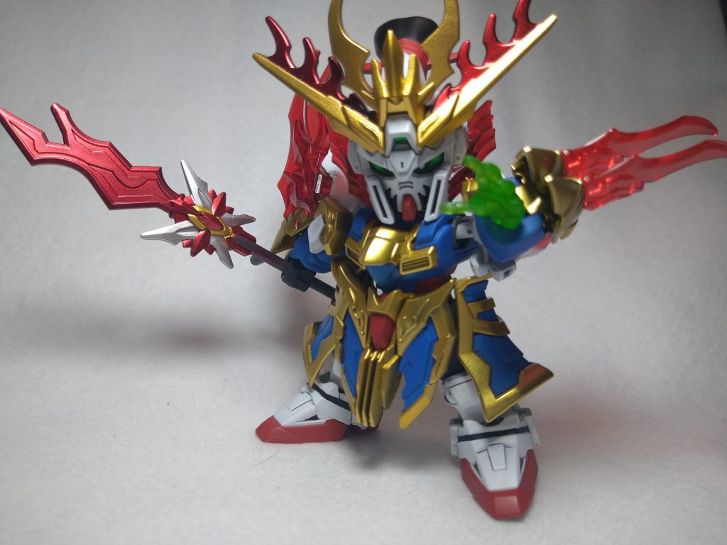 ゴッドガンダムモチーフなので、ゴッドフィンガーは必須だと思ったのですが、手元に無かったのでシャイニングガンダムから拝借。 以上、張飛ゴッドガンダムでした。ご覧いただき、ありがとうございました！