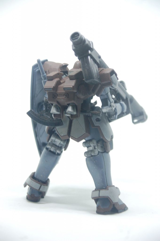 Rear View. Used the Powered GM backpack that came as a spare part with the HGBF Powered GM Cardigan. That idea got to me when I already dismantled the model, so I was very glad it worked with the rest when fully assembled.