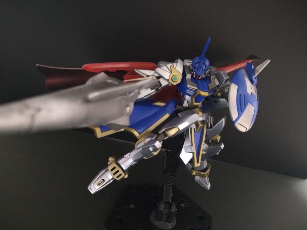 今回のカラーレシピすべてクレオスのMr.カラーです。下地:ホワイトサフシルバー:スーパーアイアン2→アイスシルバーゴールド:スーパーアイアン2→ブルーゴールド青:スージーブルー　赤:ハーマンレッド関節:黒鉄色肩と足の宝飾:メタリックグリーンビームマント:スーパーアイアン2→ディープクリアレッド仕上げ:スーパークリアⅢ＋フラットベース7:3ブルーははじめコバルトブルーでしたが明る過ぎたのでスージーブルーにしました。初めてアイスシルバー使ってみましたがかなり下地の影響を受けたので、アイアン下地にしたらいい具合のシルバーになりました。今回は結構がんばりました。リライズコン盛り上がれ〜