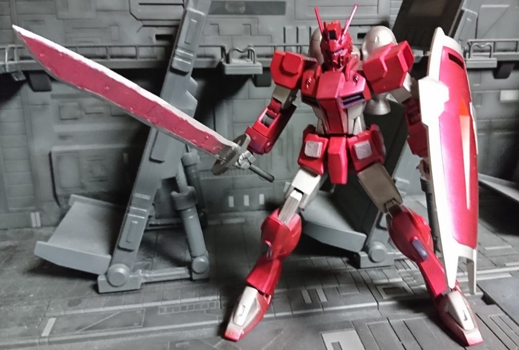  剣はランナーをアイロンでプラ板状にして削り出したフルランナー製