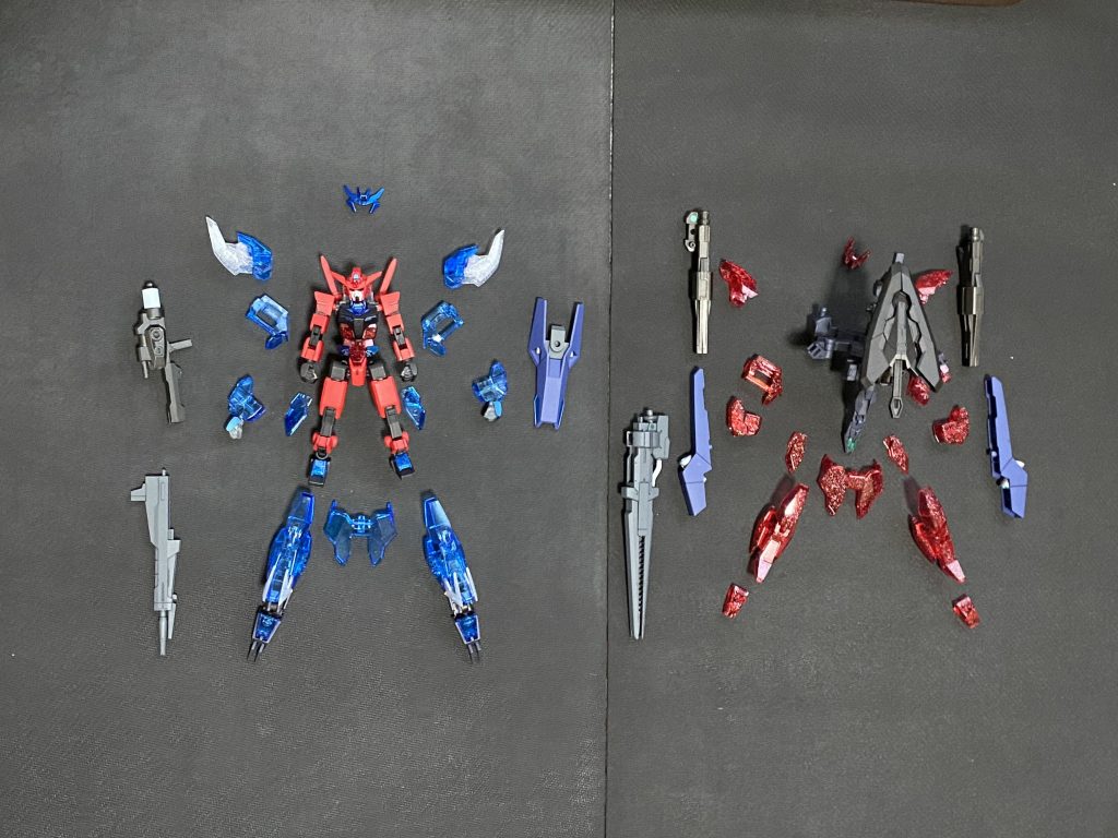 ここでコアチェンジ(ここではベース→バスター)イメージを。スタイルに加え今度はボレアリス→エリシウスへアーマーも換装します。ビームサーベルとバルカンがコアガンダム部にあるため全てのスタイルでこれを使えるのは咄嗟の応戦でも安心ですね。