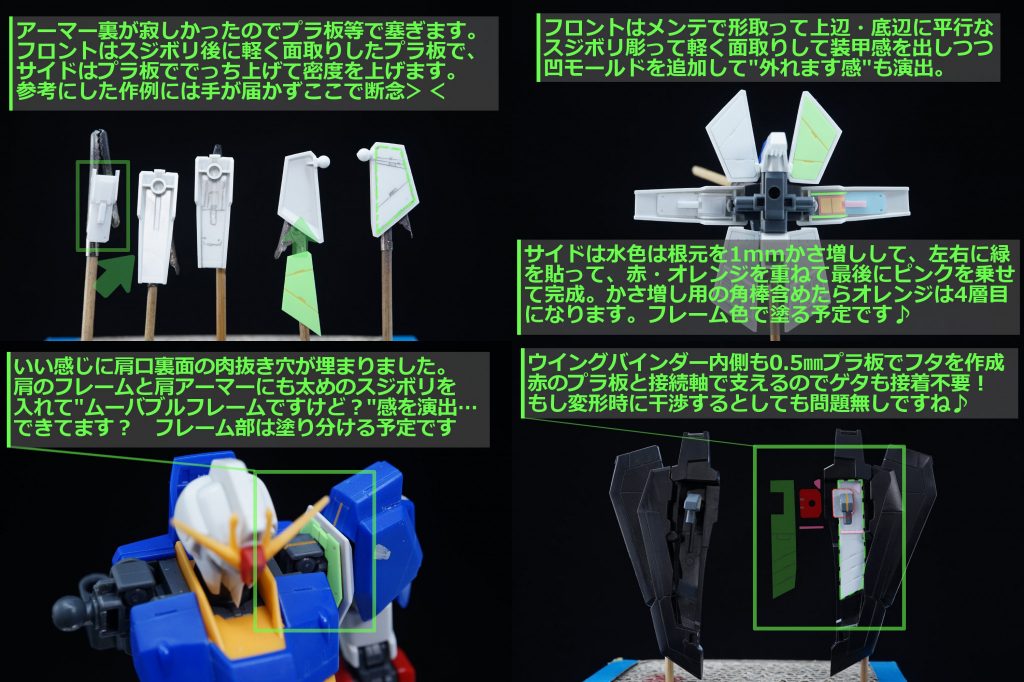 ・アーマー裏塞ぎ各部の肉抜き穴を埋めていきました。頑張ったのにマジで目立たなくてちょっと凹みました…
