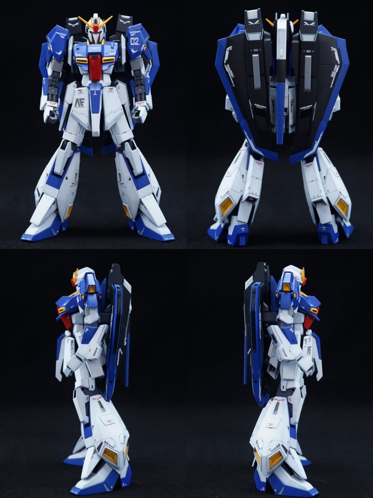 ・四方からGEPのゼータは可動域重視の設計がなされているのですが、ビックリするくらい首が回らないのでその辺を改修していきました!肩や腰、股関節周りは非常に柔軟なので手を入れず、全身にスジボリ追加する事で