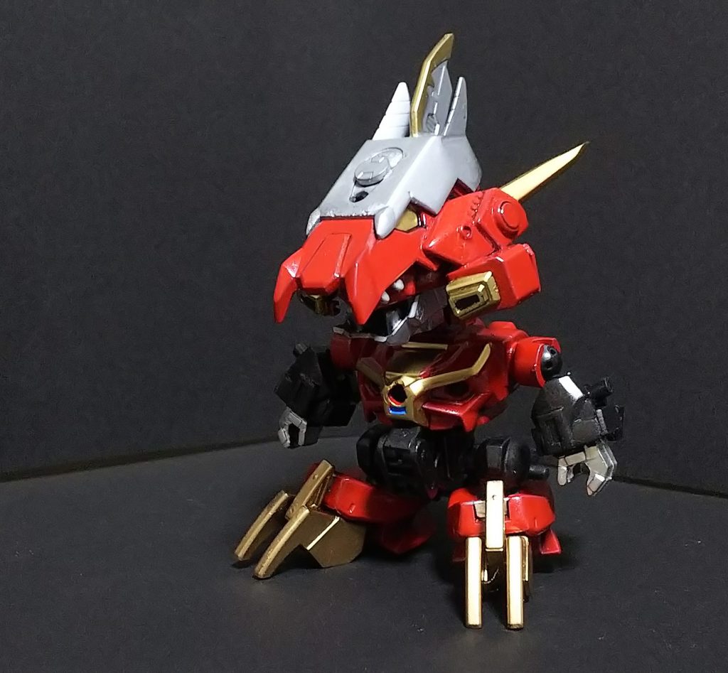 分離状態の各マシンDウォーリア  ボディは破牙丸、ドラゴン頭はアヴァランチレックスバスターのパーツです 