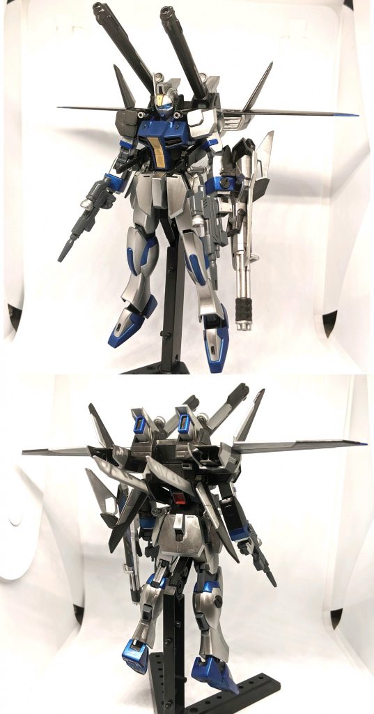 「本来ドッペルホルンを装備する予定であったダガーLに、応急処置として支給されたI.W.S.P.を装備した機体。ピーキーな性能な装備であるが、搭乗者の要望により本機専用の装備となった。」ホントはドッペルホルン用に作ろうとしましたが、思った以上にI.W.S.P.が似合ったので専用のカラーリングに仕上げました。