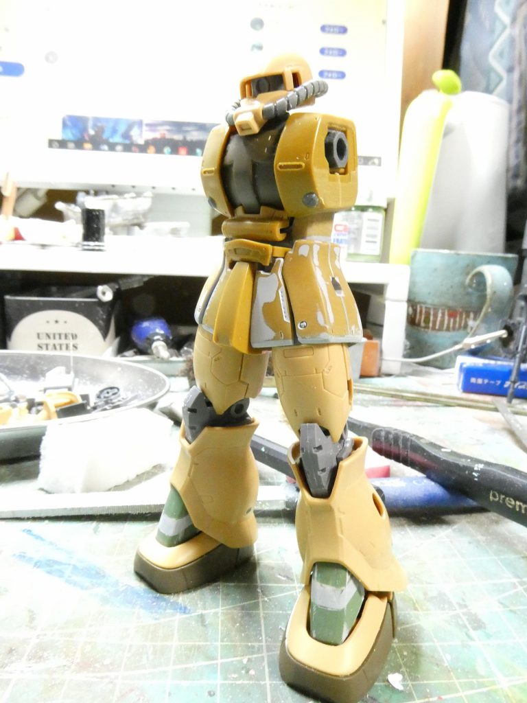 改修ポイントまとめ・スカートを1mm延長・足の甲のアーマー3mm延長・スカートのモールドを開口してOボルト入れ・腰のスペーサー(?)を2mm延長