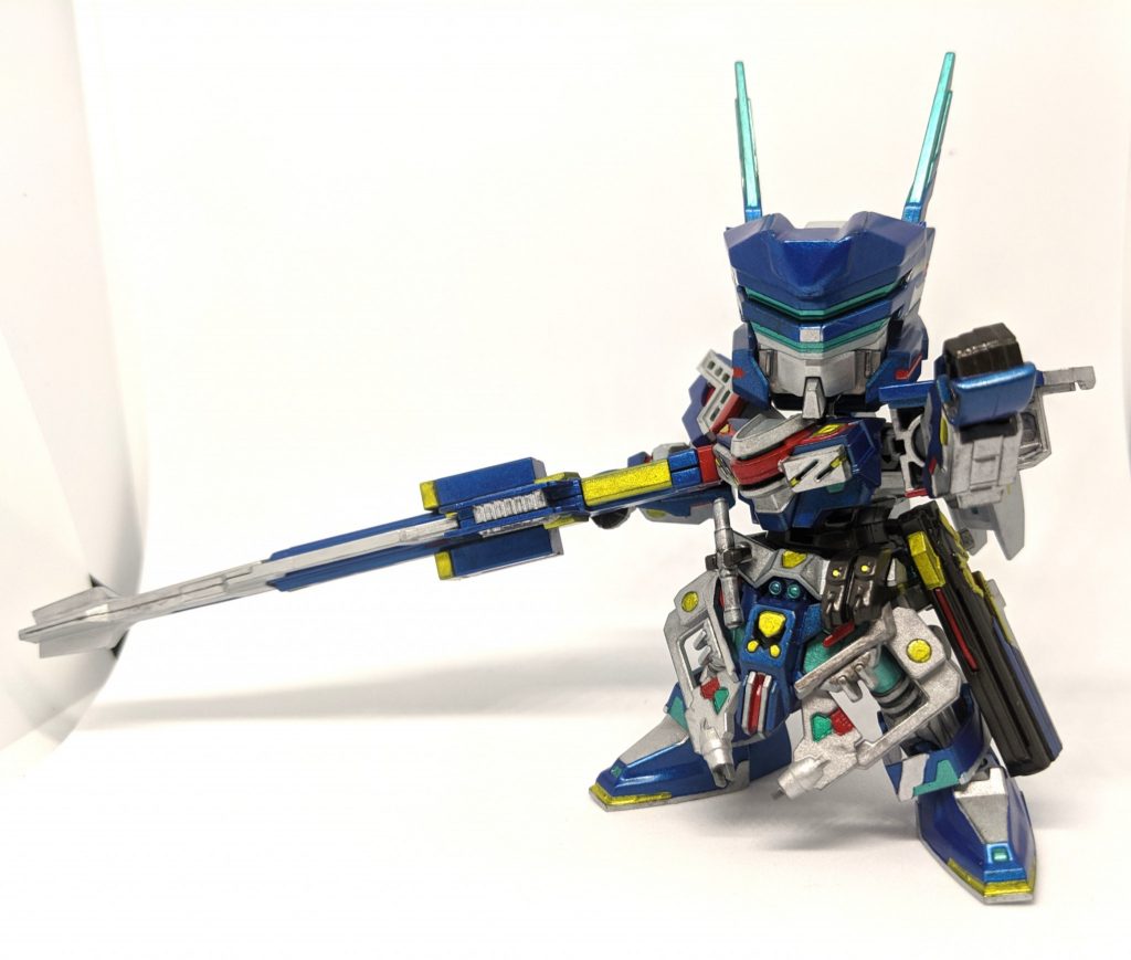 「指導、完了！」以上、Gチーフでした。この手のオリジナル作品のSDガンプラは初めて触りましたが、情報量が多くかなり塗りごたえがありました。実はやりたいネタがもう一つ思いついたので、もう1機買ってたりもします（完成し次第公開予定