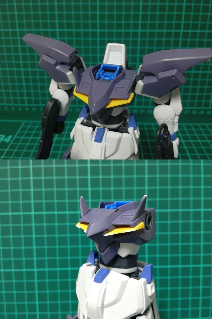 首が埋まっているように感じたのでディテールアップ兼ねて1mmほど延長胴体各部尖らせて腹部を2mm延長