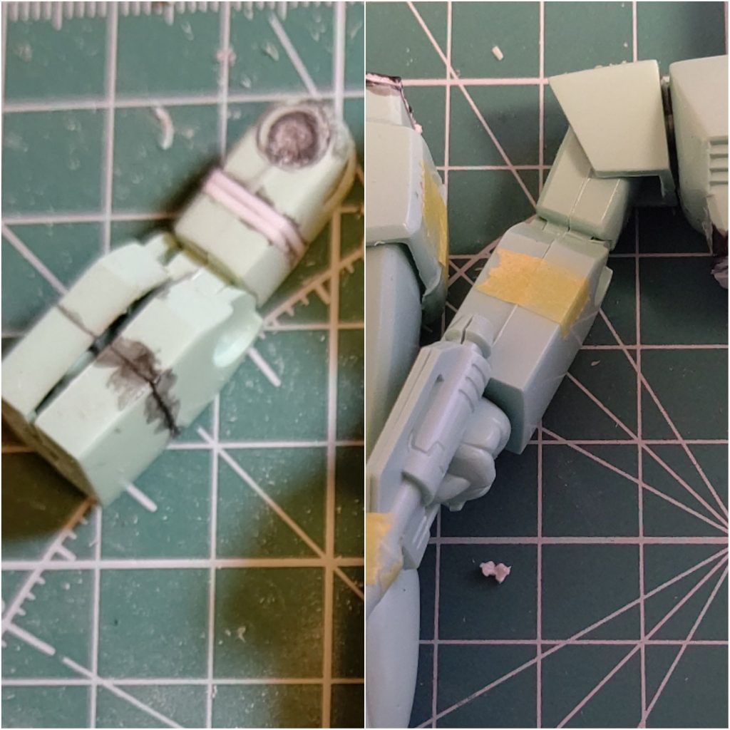 腕部の工作上腕を2㎜延長、前腕を同寸短縮