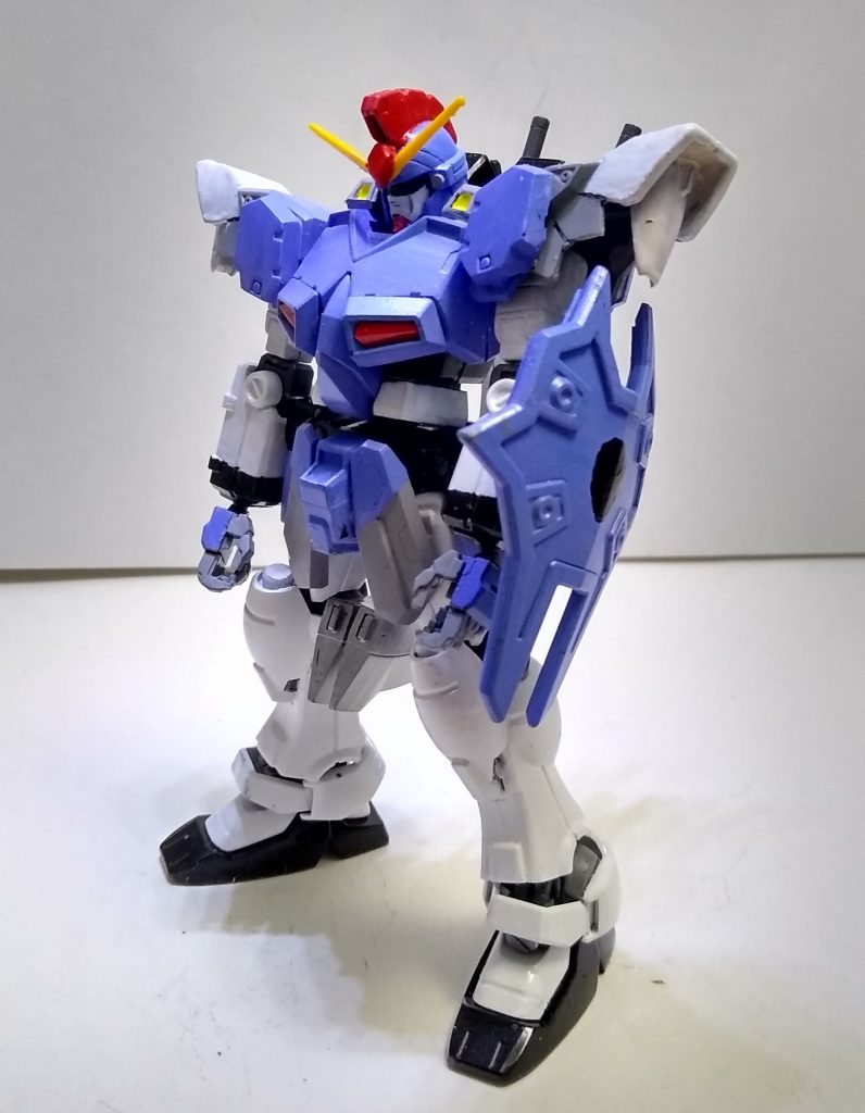 胴体、バックパック、フロントスカート、シールド▶HGUC ギャン・クリーガー肩、上腕、頭部▶1/144 ガンダムサンドロック下半身、下腕▶HGUC ガンダム試作1号機ショーテル▶HG ユーゴー耐ビームコーティングマント▶HGUCギャン・クリーガー 、HGUCゲルググM、エルモア200(ティッシュ)です。