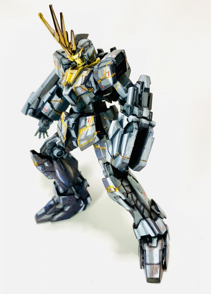 HG 1/144SCALE◇機動戦士ガンダムユニコーン バンシィ ユニコーンモード マリーダ仕様◇コミック調リタッチ立体絵画風◇塗装済み完成品LED電飾付き–2枚目/制作者：H4co Y