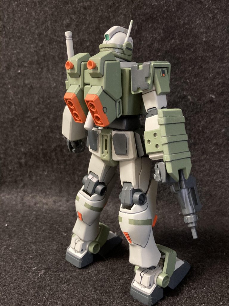 そもそものベース機体が素ジムと陸戦型の間の子みたいなビジュアルだったので擦り合わせが大変でした…塗ればそれっぽくなる心理にお任せ(｢・ω・)｢ﾅﾚｰ