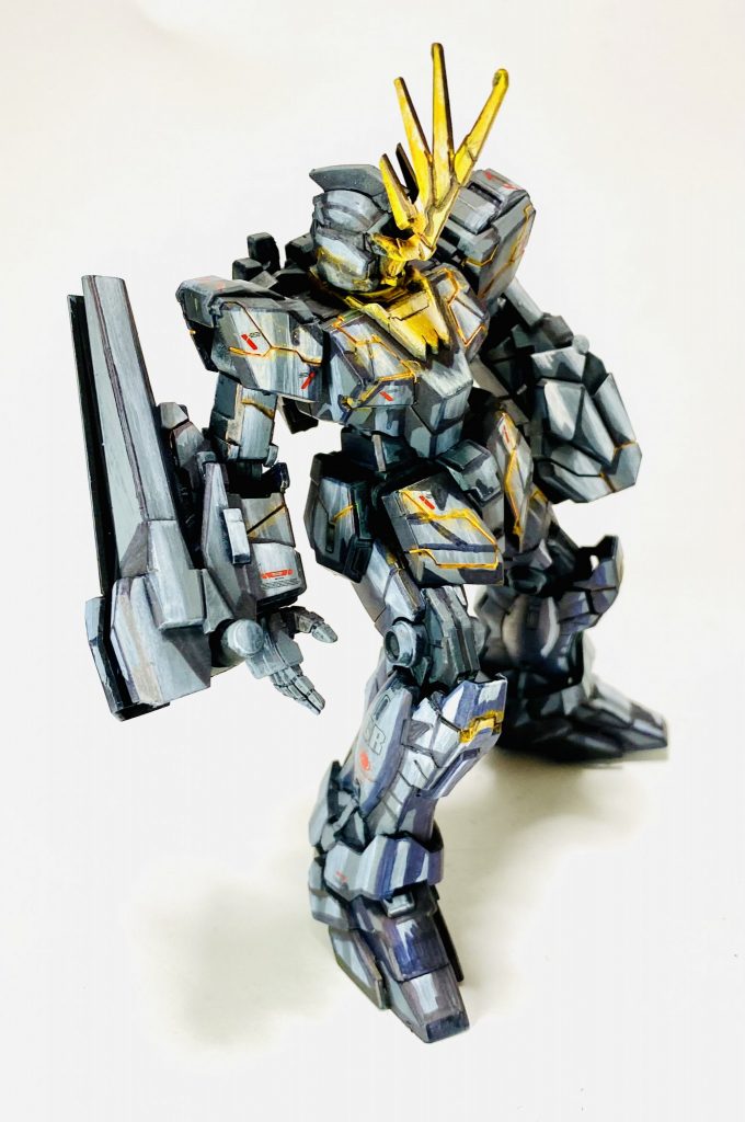 HG 1/144SCALE◇機動戦士ガンダムユニコーン バンシィ ユニコーンモード マリーダ仕様◇コミック調リタッチ立体絵画風◇塗装済み完成品LED電飾付き–3枚目/制作者：H4co Y