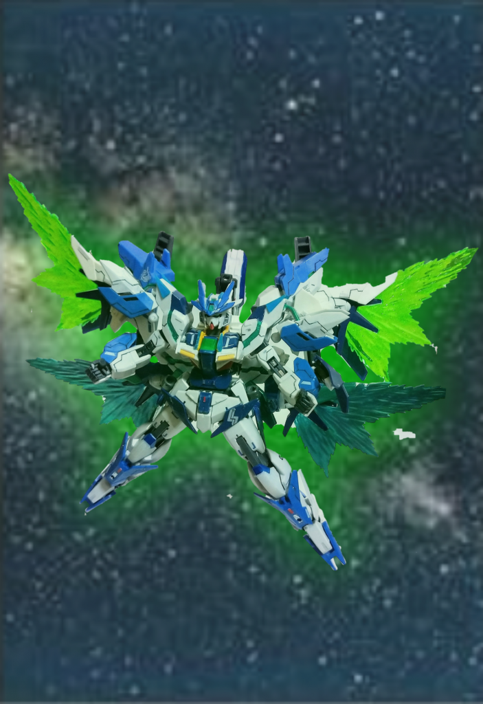 ·トランザムヴレイブ4基のGNドライヴの同調とサイコフレームの共鳴により、機体性能が極限まで高まります。最後に写真を何枚か。