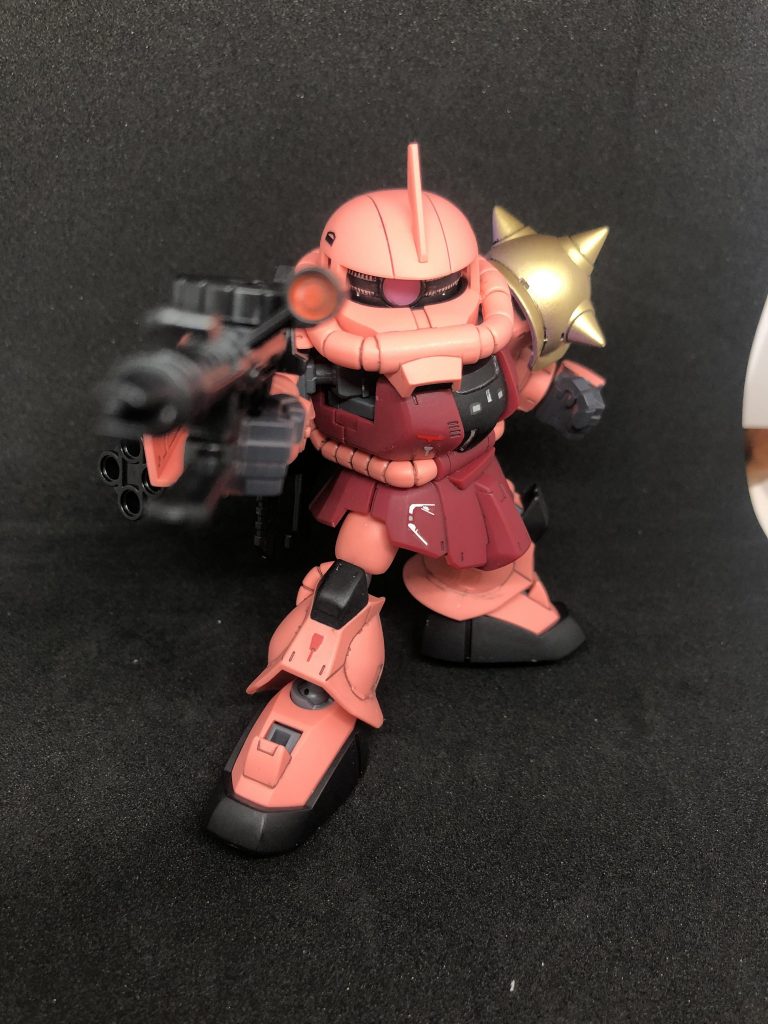 SDなのに非常にスタイリッシュなポージングもでき個人的に満足感の高いキットでした次はザクの量産をぜひやってみたいですね