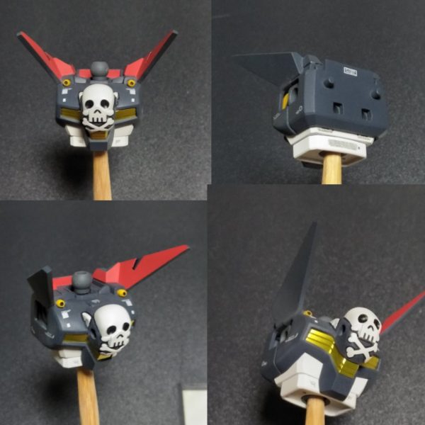 SDCS X-1 フルクロス　ver.製作途中その2制作ストーリーの機能をテストしたいと思います。アンテナ、☠、襟　は　エポパテとプラ板のフルスクラッチです。（2枚目）