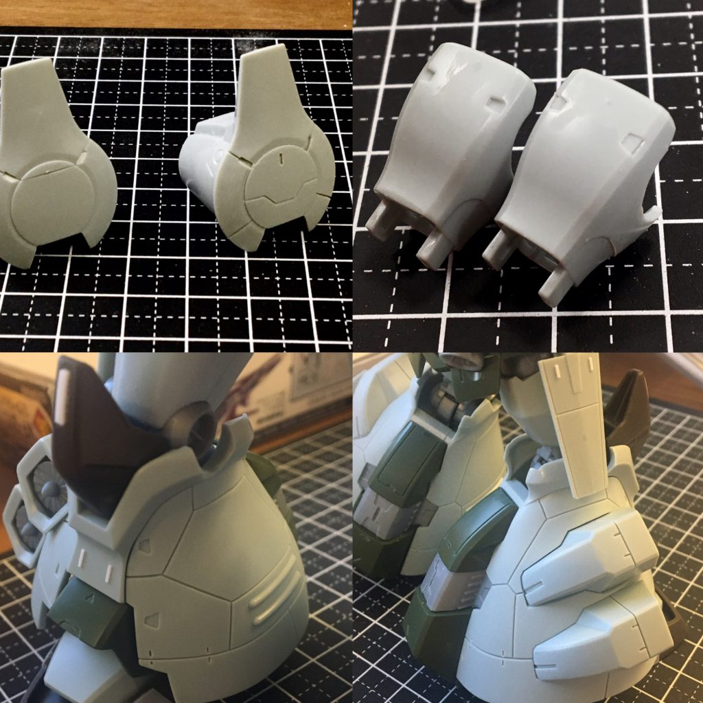 ツノは新設、目つきを鋭くする加工を行い、全体的にスジ彫りやプラ板にて情報量を上げました。