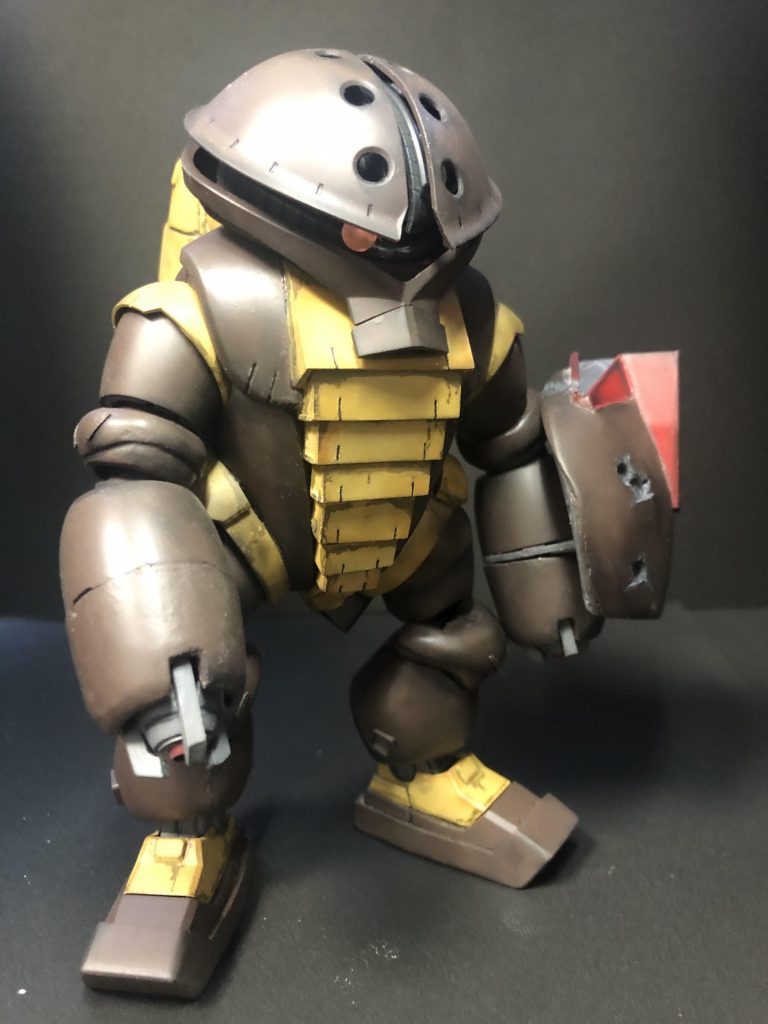 いくつかあるタイプで選んだのは機動型Aと呼ばれるタイプ。潜望鏡パックとヒートアックス、ゴッグシールドを装備した前衛タイプです。装備パック全て外せるので評判良ければ他の装備も作ってみたいですね。