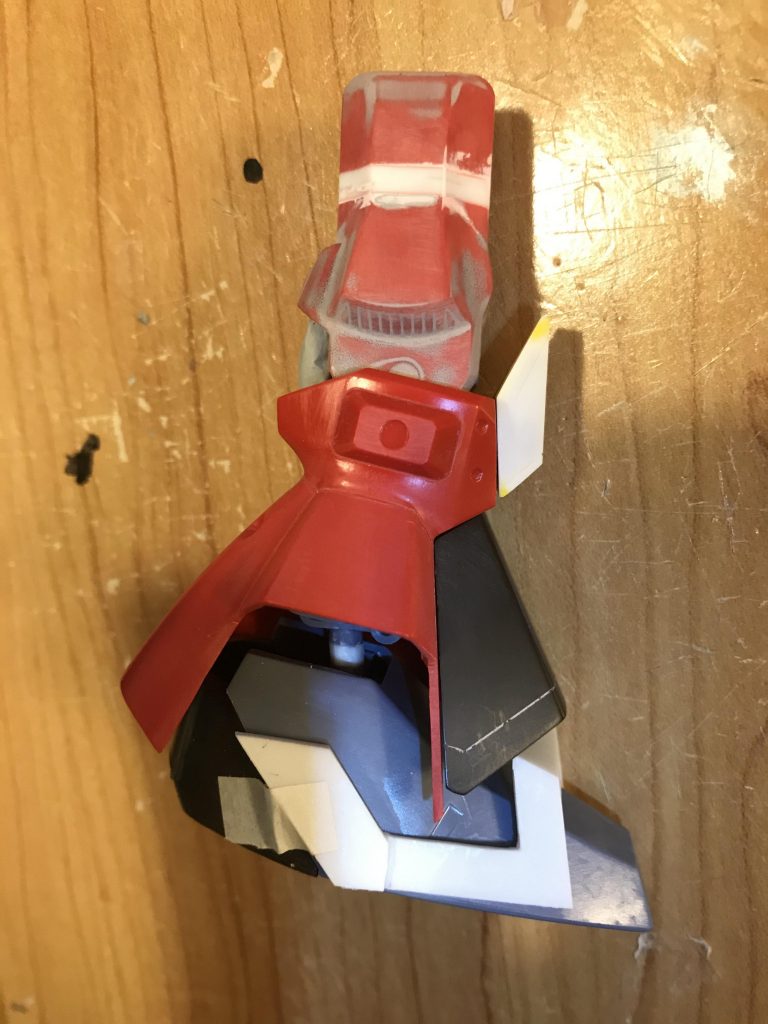 たしか腿、足首、胴でそれぞれ2.4㎜延長してます。足のバーニアのカットは、左右でバランスが崩れました…。ちゃんとケガイたはずなのに。