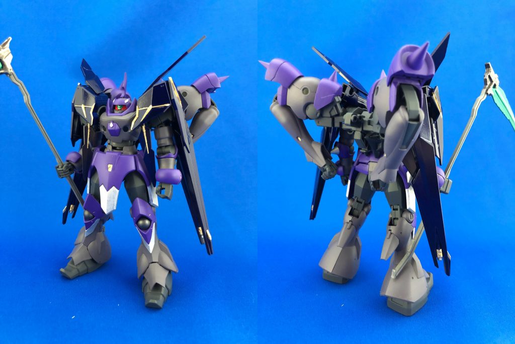 機体名:エルドラガーディアンエルドラブルートを中心に、脚部にギャンクリーガー、外装にダブルリベイクライフル、武器にデスサイズヘルカスタムのビームシザースを用いてミキシングしました。ディープメタリックブルーの外装に金でアクセントを入れてるのがお気に入りポイント