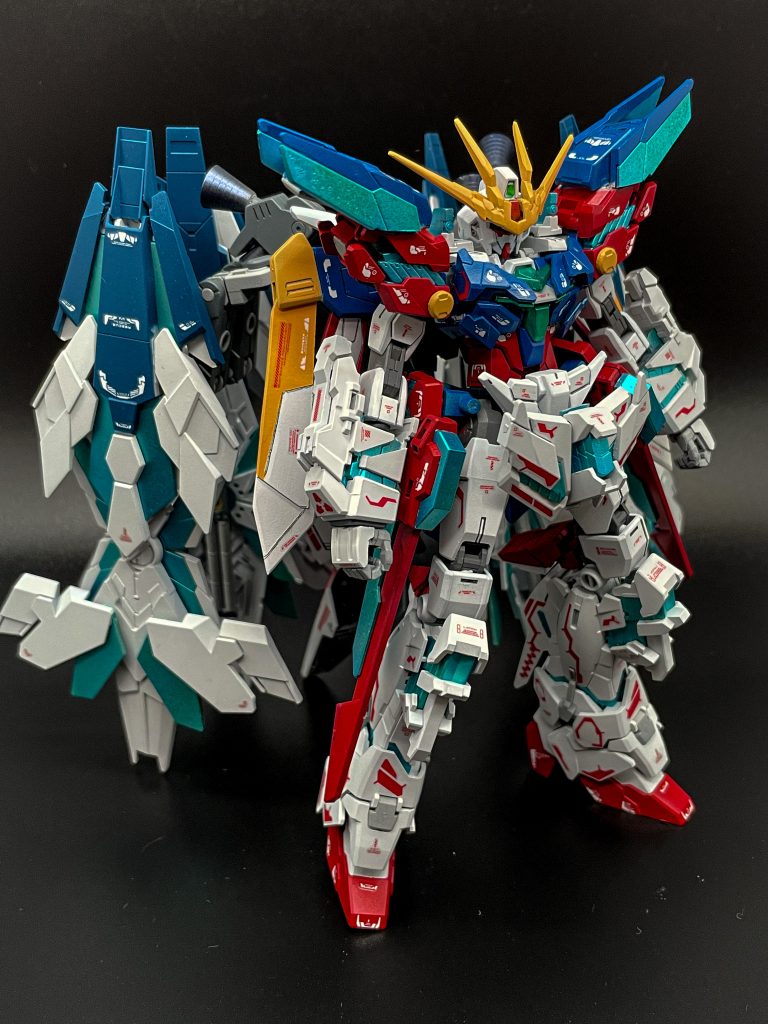 完成!! ウィングガンダムRX-zeroカラーリングをできるだけウィングゼロに寄せてミキシングしました( ´ ꒳ ` )ﾉウィング⇒ウィングゼロになるなんて……我ながらフォークボールな発想した気分です（笑）