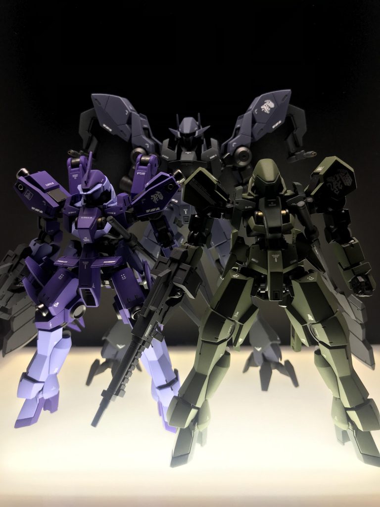 コレにてアイン・ダルトン搭乗機3機体、揃い踏み✌️いつかキマリス等ガエリオの機体も作って、一緒にディスプレイしたいですね。