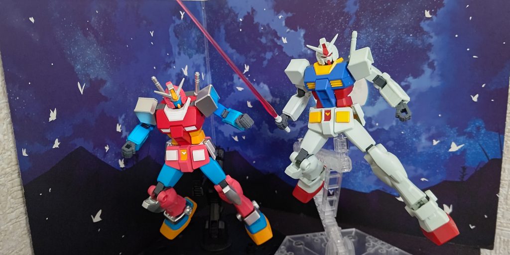 嫁が作ったEGガンダムとさすがバンダイ、無塗装でもかっこいい