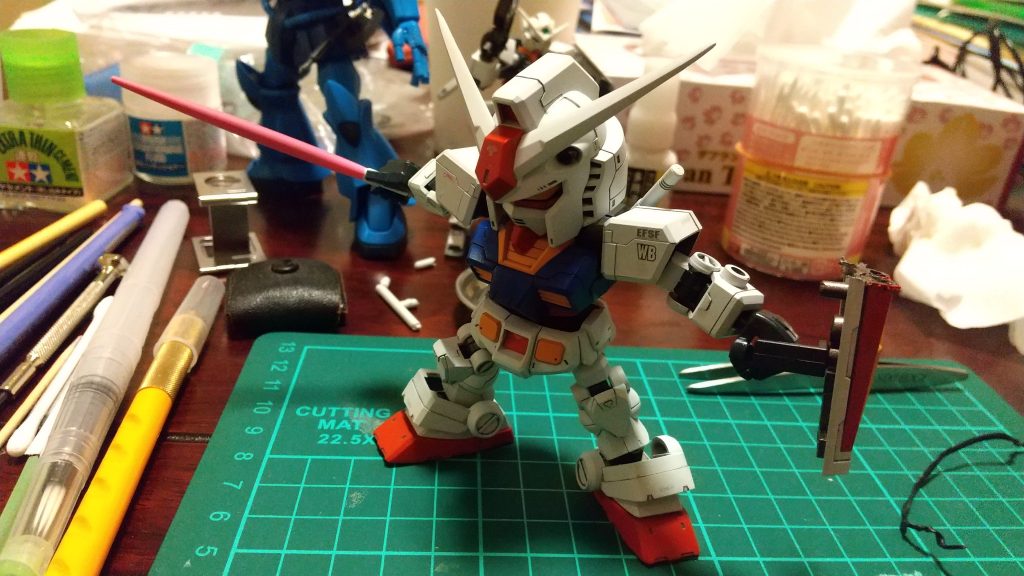 ウェザリング前の状態。このキット、安いけど妙にカッコいいよね。ハイパーバズーカが欲しい…今回も色々新しい試みをして、楽しかったです。最後までご覧いただき、ありがとうございました。