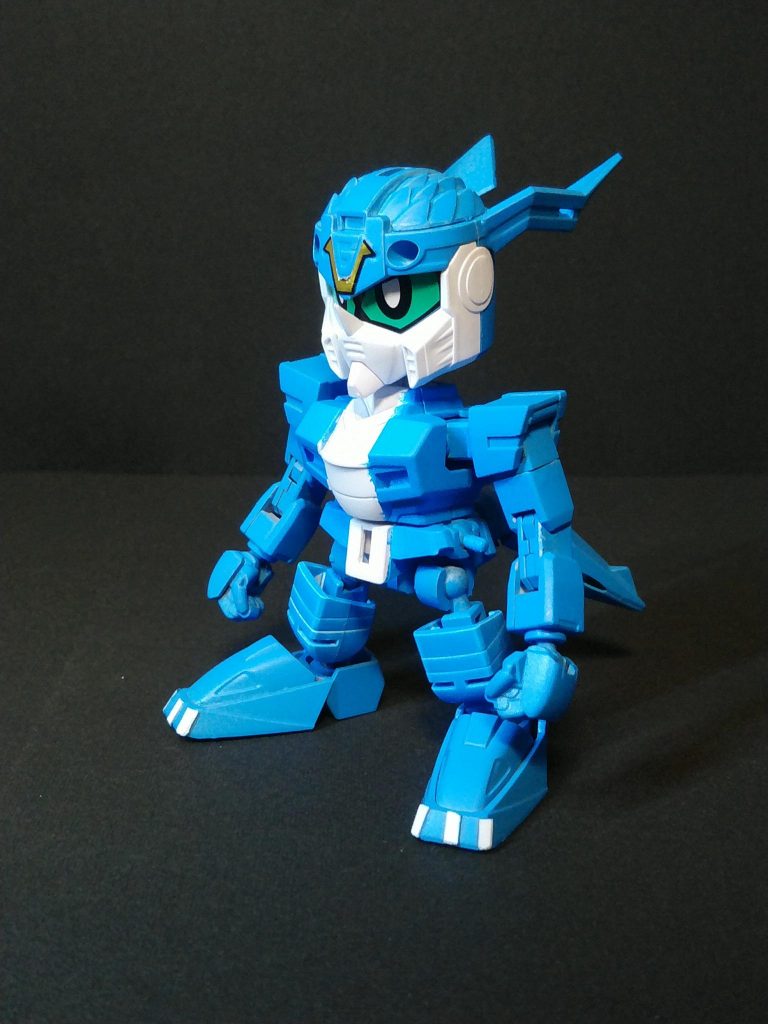 ブイモンもといコアガンダムV成長期はSDで作りたいよなぁとレジェンドBBの號斗丸をベースに作成。如何せんSDいじるのが初めてだったためスモコ氏の技法を参考にして可動を確保しつつコアガンダムの身体を一部移植しました。飛駆鳥使えよと思ったけどこっちしか売ってなかったし號斗丸も幼い頃はビクトリーだったのでヨシ！目は苦手なので色違うけどシールそのまま。額のシールは折角なのでVだけ切り取って使用。頭は最後に作業したので正直やっつけ。
