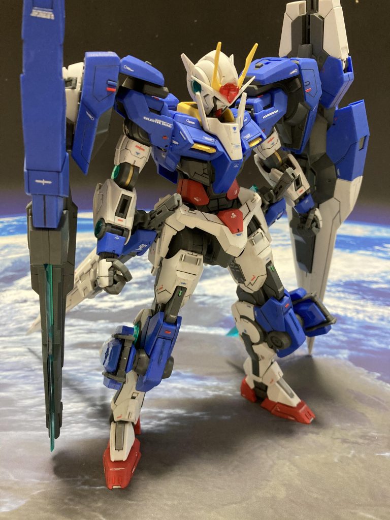 正面から。初めてだらけの作品でした。カラーポイント追加、プラ板使用、ドライブラシ、削りによる形状変更、エナメル塗料使用等。