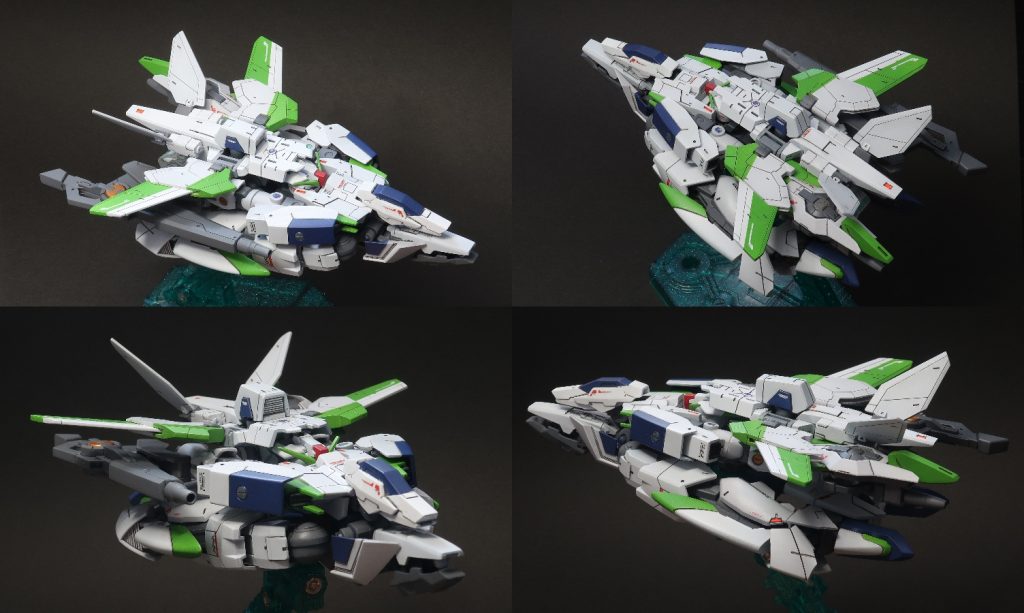 変形。もう少しスタイリッシュになるイメージだったのですが、可変機は難しい。でも好きです。(可変間違っていた部分を直して、画像差し替えました。)