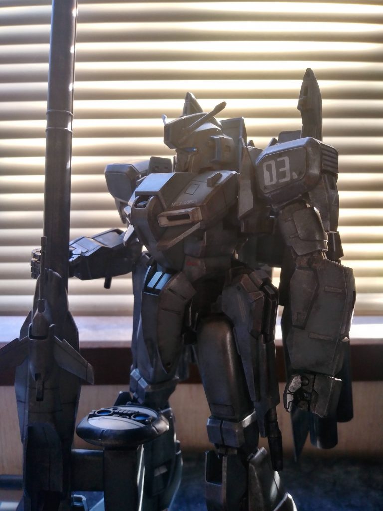 ちょっと引いてみました。ただのブラインドの前ですが、なかなか味のある写真になるものですね。