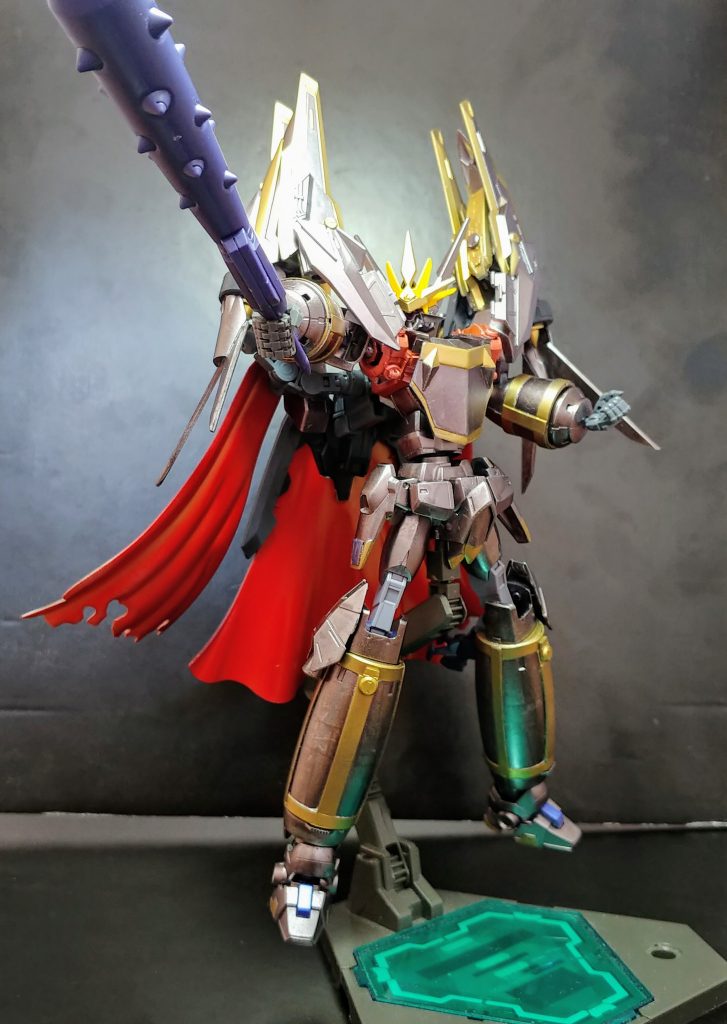 「バスタアァァーホームランッ!!」ジャンクにちょうどいいバットがあったので採用。銀色に塗装しようか迷いましたが、成型色の方がアルスっぽい色をしていたのでそのままにしてあります。