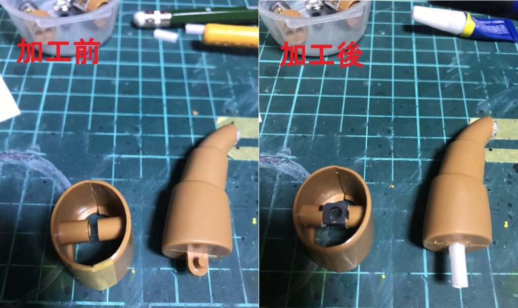 腕部の先の方もポリキャップを仕込みました。