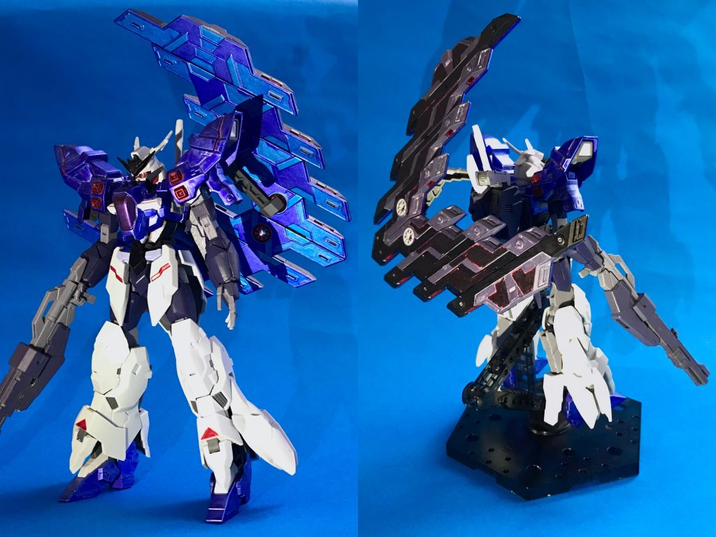 HOLLOW MOON GUNDAM ホロウムーンガンダム 旧アカウントにて「リバースムーンガンダム」として製作したものを改修・改善し、新たな「空虚・虚ろ」という名前とともに完成させました。使用キットは・アルスアースリィガンダム(アルスコアガンダム)・フェイクニューユニット(頭部とフロントアーマー)・ジュピターヴガンダム(ジュピターユニット)・ムーンガンダム(各所パーツ)を使用しています。いずれもHGキットです。