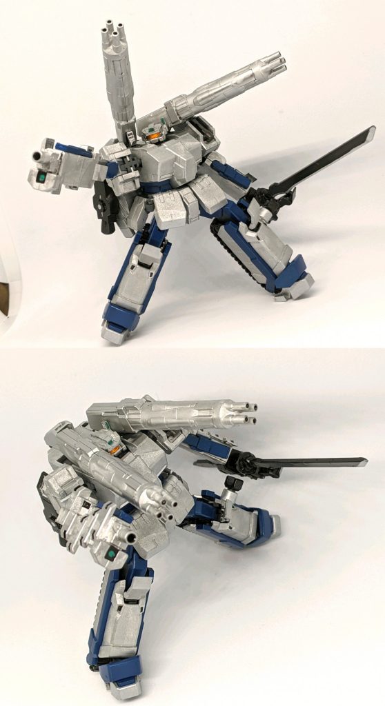 ショートバレル・キャノン「右腕部の武装を排除し、搭載された近距離用射撃兵装、取り回しを重視した設計になっておりショットガンの様な運用方で使用されている。近距離用とはなっているものの、装備されたメガ・マシンキャノンと併用して弾幕を張るのにも使われるケースもある。」