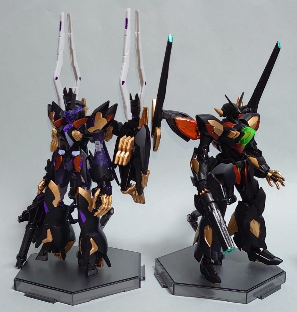 オリジナルのクロノスと並べるとこんな感じ。いかがだったでしょうか。もし、デシルがアルス陣営にいたらこんな感じで機体を作るのかなぁ・・という想像で製作してみました。またエルドラクロノスという名前の通り、オリジナルのクロノスをエルドラの技術で再現したような見た目にしてみましたが、伝わっていれば幸いです。大好きな機体のリライズ版ということで、いろいろと(チャンプも)はしゃぎましたが僕なりのクロノス愛を込めた作品に出来たかなと思います。それでは最後まで閲覧ありがとうございました!宜しかったらまた遊びに来てくださいね