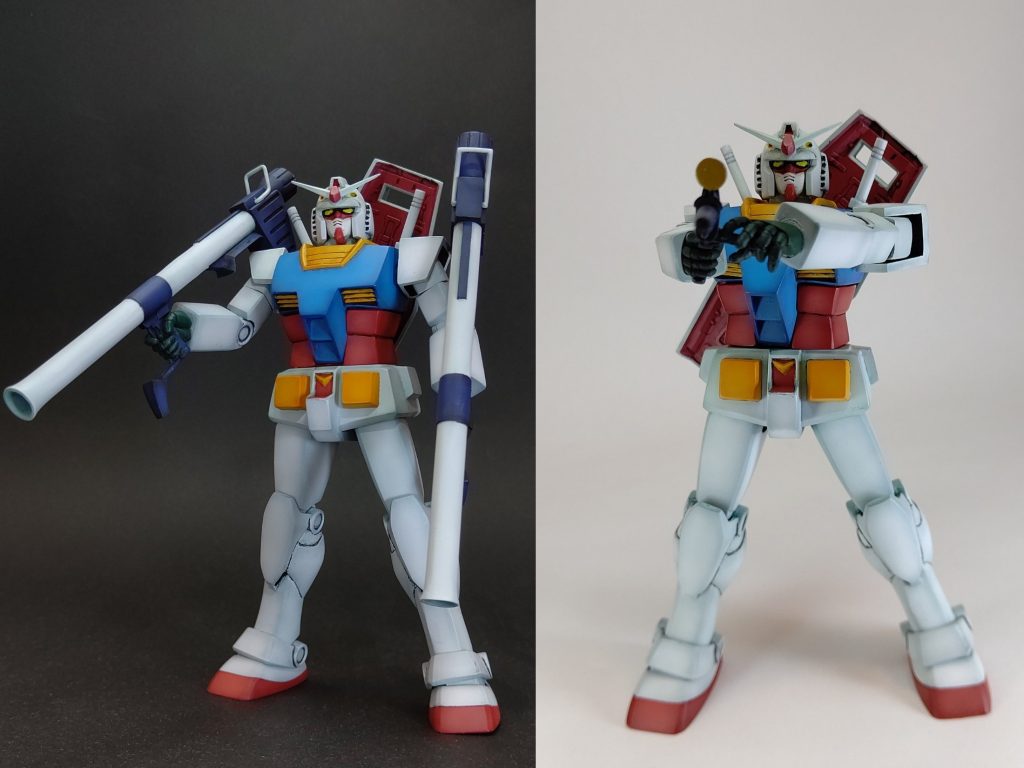 バズーカは武器セット2つ使用で最終決戦仕様を再現。肩関節は前後スイングでライフル両手持ちが可能に。