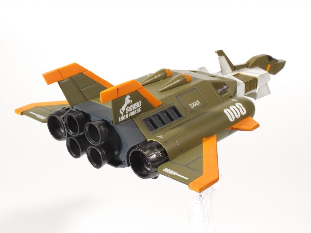 エリア88世代なので尾翼にマークを入れたい!ということで、「アイアンホース」所属機マークのデカールをでっちあげて貼ってみました