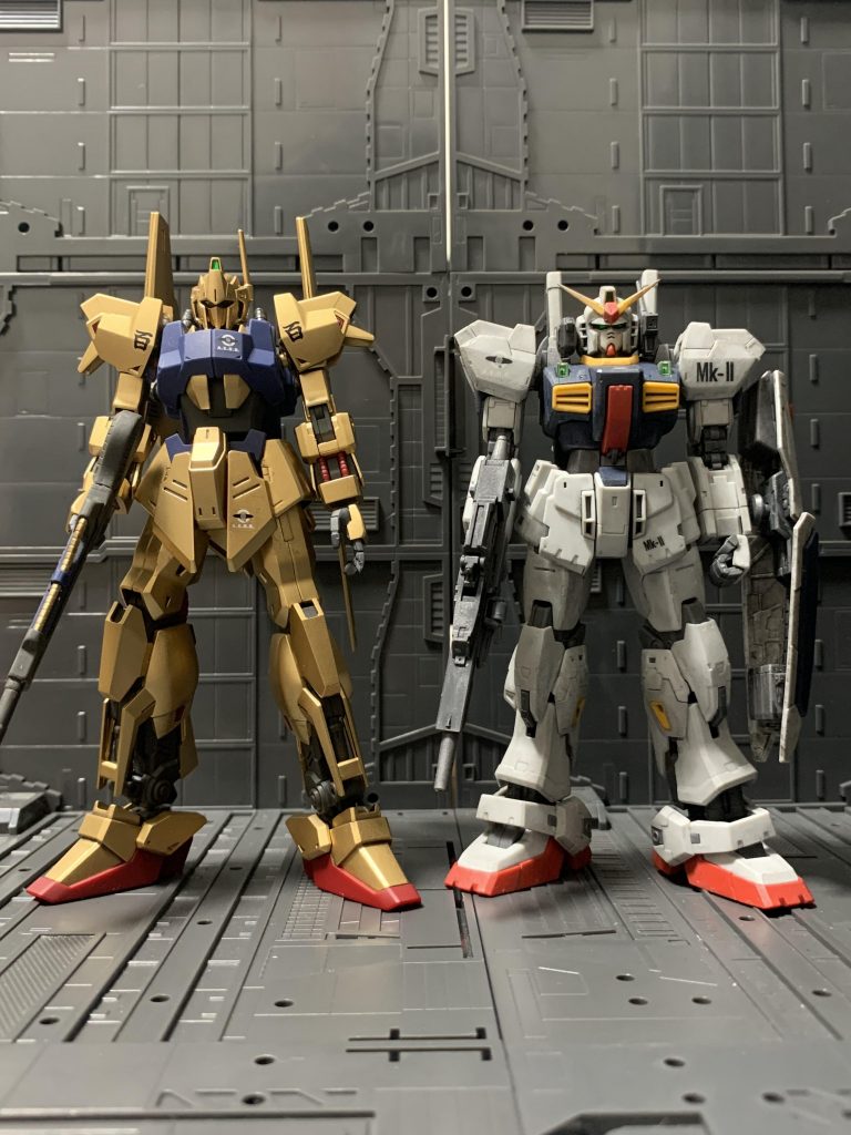 以前製作したRGMk-2と並べて。ここにリックディアス並べたい…。