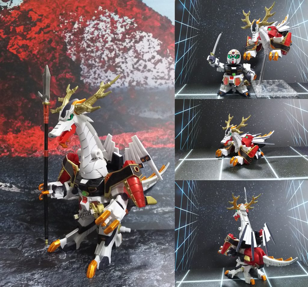 龍神招来、そして龍神変幻。槍の柄はこの形態を基準に延長しています。