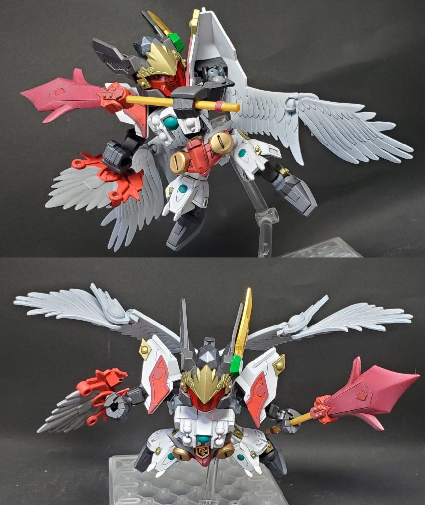 ・三尖刀「刃名鷹(はなたか)」 非常に軽量でありながら、攻撃時には質量を乗せた攻撃を繰り出すことができるという不思議な性質を持った三尖刀。嵐振風乱俱はこれを主に左手で扱う。扇「吹荒」 一振りで突風を生み出す扇。主に防御に使われる。